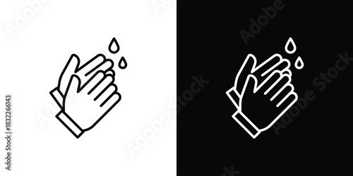 Hand wash icon line drawing clipart symbol. Vector illustration