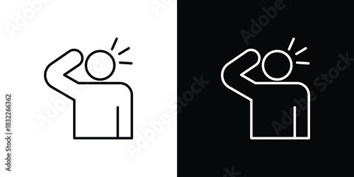 Headache icon line drawing clipart symbol. Vector illustration