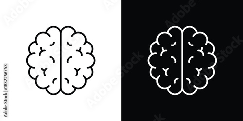 Human brain icon line drawing clipart symbol. Vector illustration