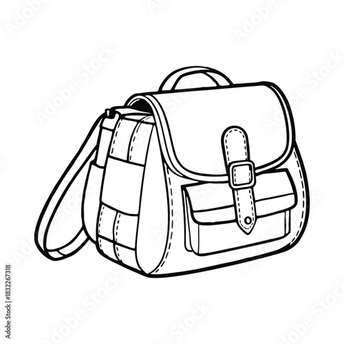 Silhouette of a fashionable backpack purse for daily use isolated on a white background