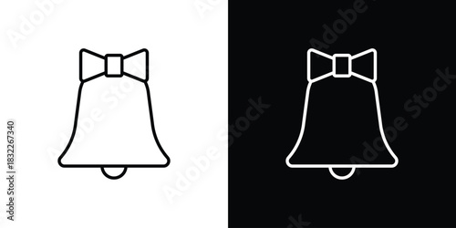 Jingle bell icon line drawing clipart symbol. Vector illustration