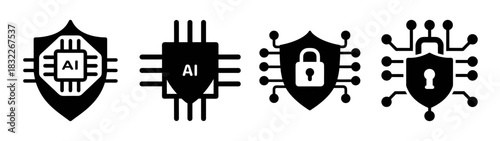 Ai security shield cyber security artificial intelligence protection system vector design