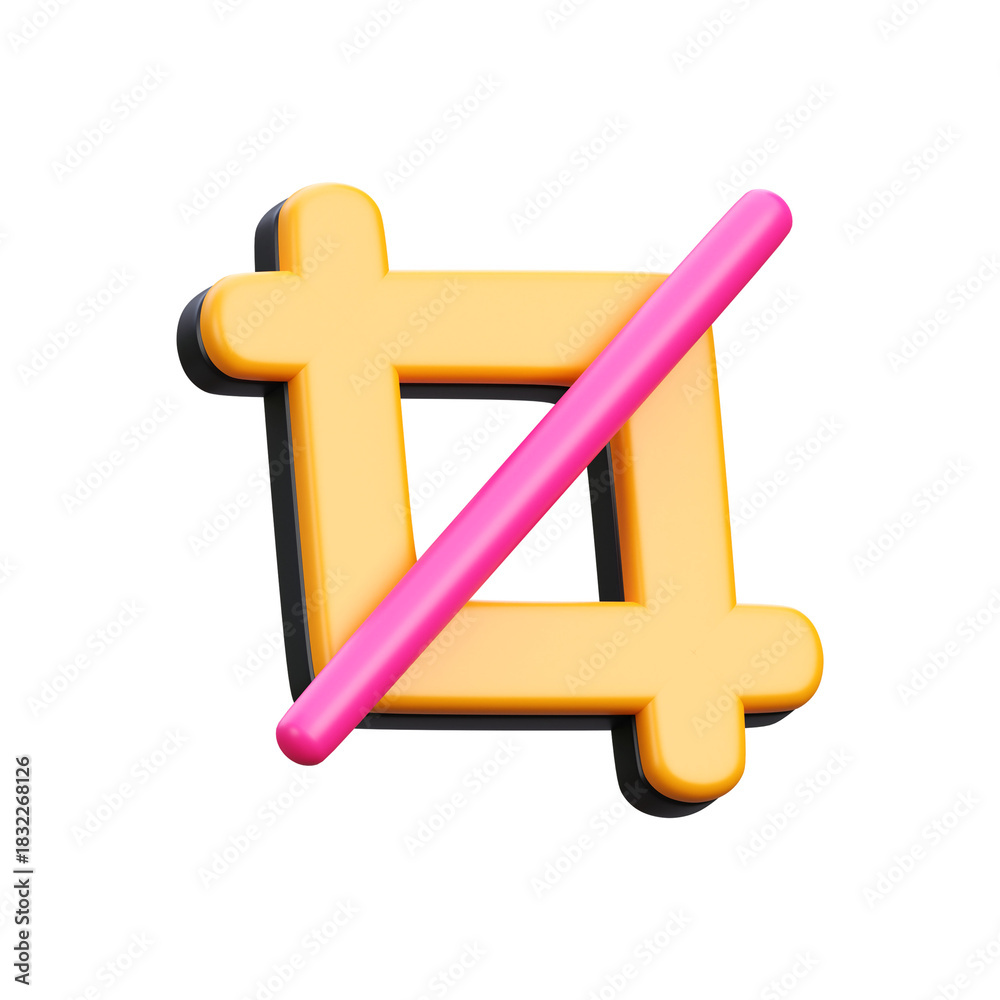 Obraz premium 3D Crop Tool Icon Illustration for Photo Editing Apps