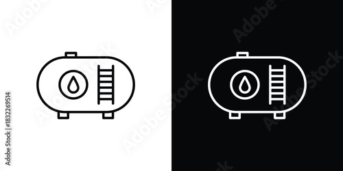 Oil storage icon line drawing clipart symbol. Vector illustration