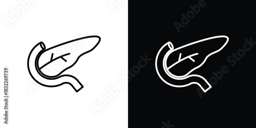pancreas icon line drawing clipart symbol. Vector illustration