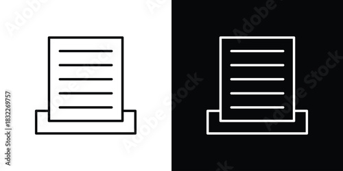 Paper receipt icon line drawing clipart symbol. Vector illustration