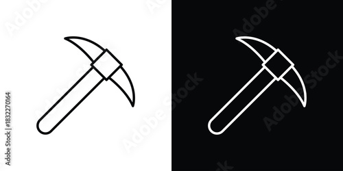 Pick axe icon line drawing clipart symbol. Vector illustration