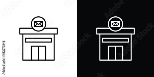 Post office icon line drawing clipart symbol. Vector illustration