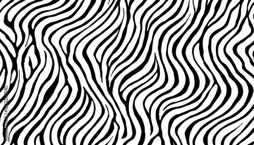 Trendy zebra skin pattern background vector. Zebra prints useful as a background. Seamless pattern with lines, vector background. Texture of zebra with dense lines.	
