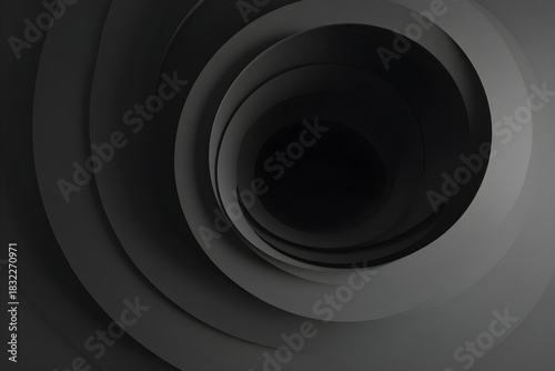 Abstract dark spiral tunnel with depth and mystery