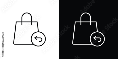 Return purchase icon line drawing clipart symbol. Vector illustration