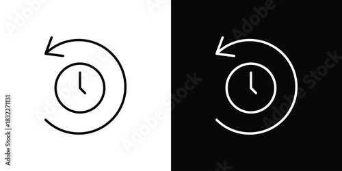 Rewind time icon line drawing clipart symbol. Vector illustration