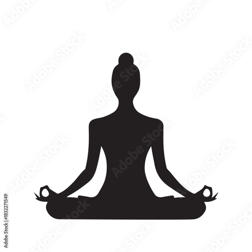 Meditation Pose Silhouette – Minimalist Yoga Figure Icon for Wellness and Mindfulness Designs
