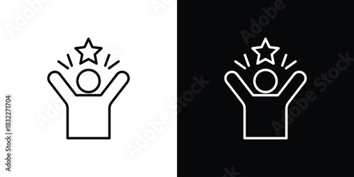 Self confidence icon line drawing clipart symbol. Vector illustration