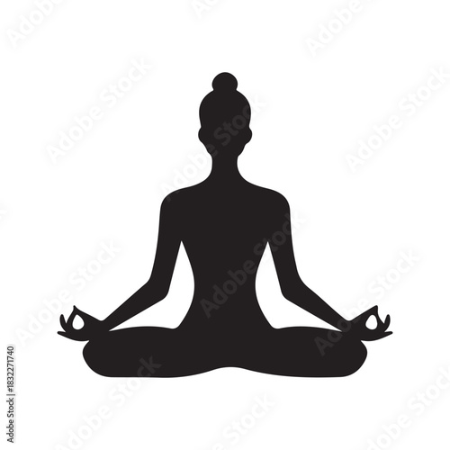 Meditation Pose Silhouette – Minimalist Yoga Figure Icon for Wellness and Mindfulness Designs