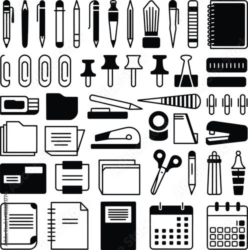 Office Stationery and Desktop Supply Icons