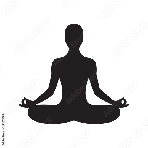 Meditation Pose Silhouette – Minimalist Yoga Figure Icon for Wellness and Mindfulness Designs