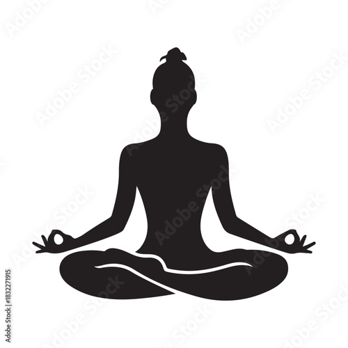 Meditation Pose Silhouette – Minimalist Yoga Figure Icon for Wellness and Mindfulness Designs
