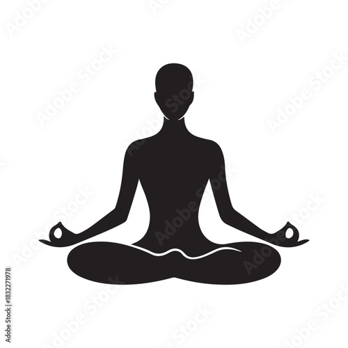 Meditation Pose Silhouette – Minimalist Yoga Figure Icon for Wellness and Mindfulness Designs