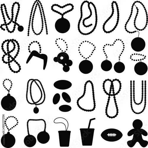 Mardi Gras Beads and Party Necklace Icons