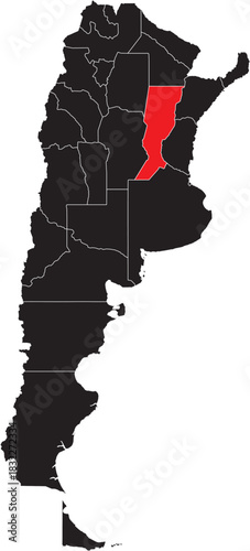 Santa Fe Region on Map of Argentina Editable Vector
