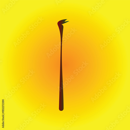 Silhouette of a crowbar on a yellow background with an orange center