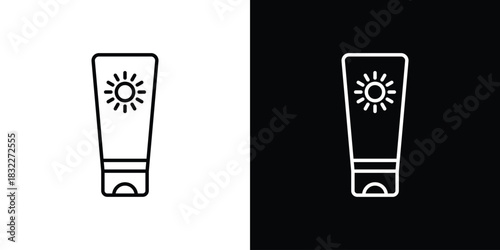 Sun cream icon line drawing clipart symbol. Vector illustration