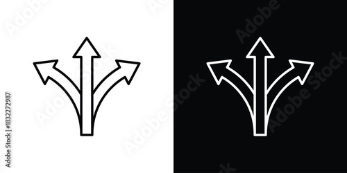 Three directions icon line drawing clipart symbol. Vector illustration