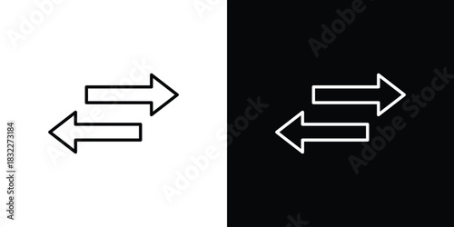 Transfer arrows icon line drawing clipart symbol. Vector illustration