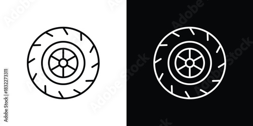 Tyre icon line drawing clipart symbol. Vector illustration
