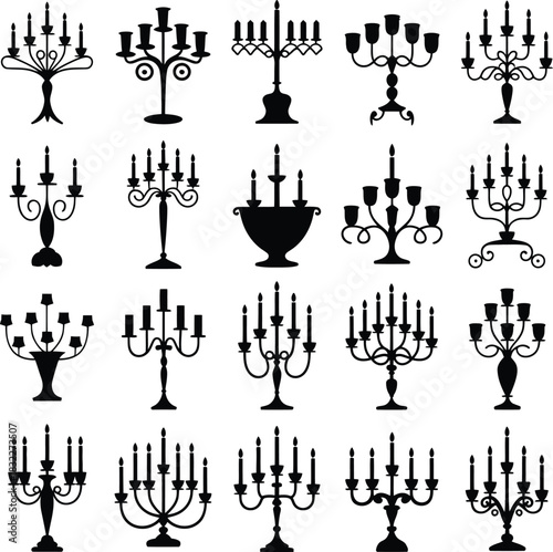 Elegant Candelabra and Candle Holder Silhouettes