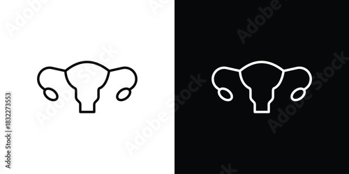 Uterus icon line drawing clipart symbol. Vector illustration
