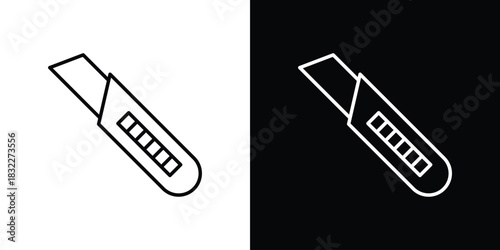 Utility knife icon line drawing clipart symbol. Vector illustration