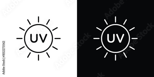 UV icon line drawing clipart symbol. Vector illustration