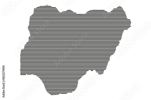 nigeria Map with Horizontal Lines pattern