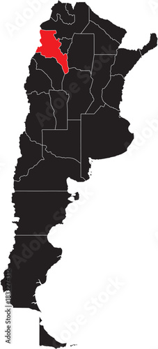 Catamarca Region on Map of Argentina Editable Vector