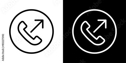 Phone icon with an outward arrow representing outgoing calls, call forwarding, and dialed communication actions.