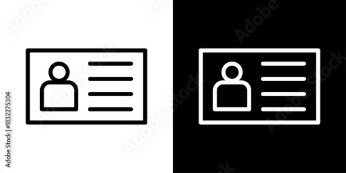 Contact card icon showing user details, representing personal info, profile identification, and digital contact records.