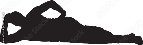 vector, silhouette of a man lying on the floor relaxed and looking at camera