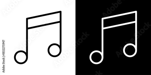 Music note icon representing audio tracks, sound playback, musical content, media files, and entertainment functions.