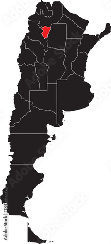 Tucuman Region on Map of Argentina Editable Vector