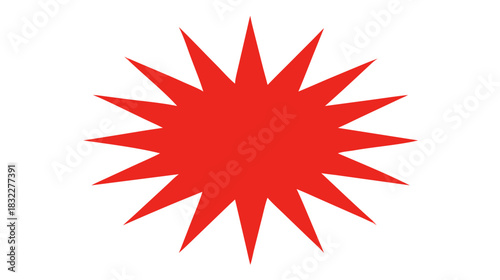 Illustration of a red spiky starburst shape with sharp points on a white background image design style