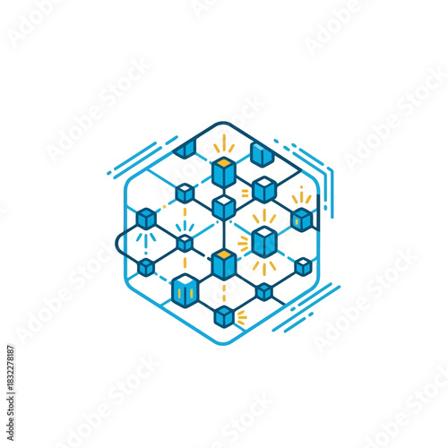 Innovative blockchain network concept connecting data blocks securely for technology solutions, future digital systems, and modern web development projects
