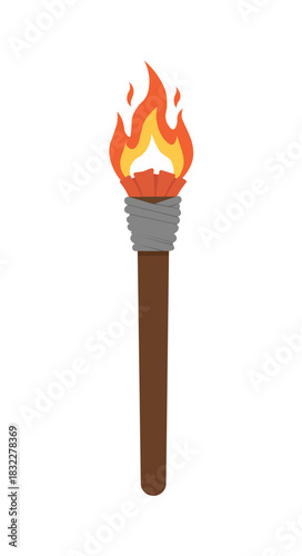 Burning Torch Icon with flame