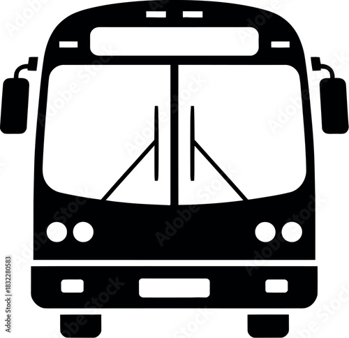 Front view silhouette of a modern public transit bus