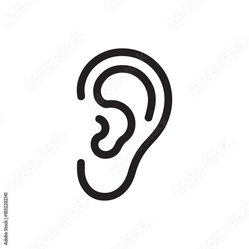 Human Ear Minimalist Line Icon