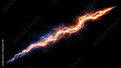 A dark storm cloudscape with lightning in the night sky illuminating blue texture as fire and water clash