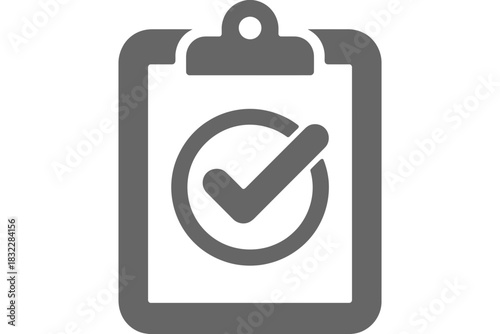 Illustration of a clipboard with a check mark inside a circle on the paper