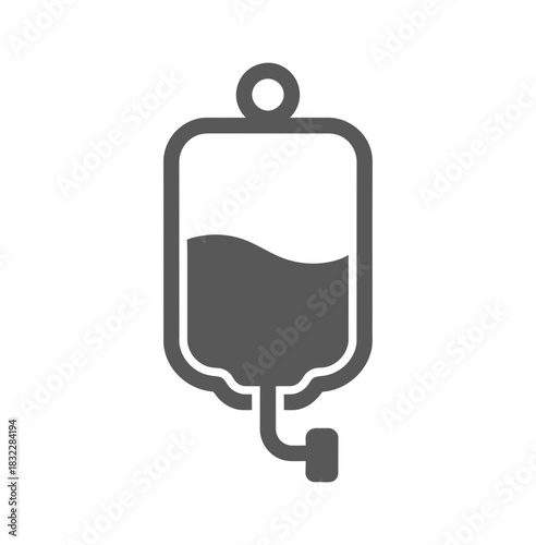 Illustration of a gray intravenous fluid bag with a visible fluid level