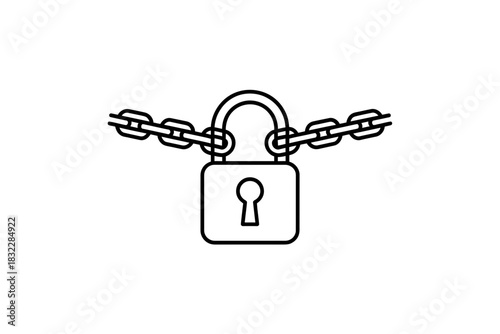 Illustration of a padlock with a keyhole and a chain wrapped around it